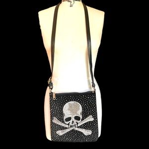 Skull ☠️ crossbody handbag - new without tags. Shimmer Rhinestone Studs.